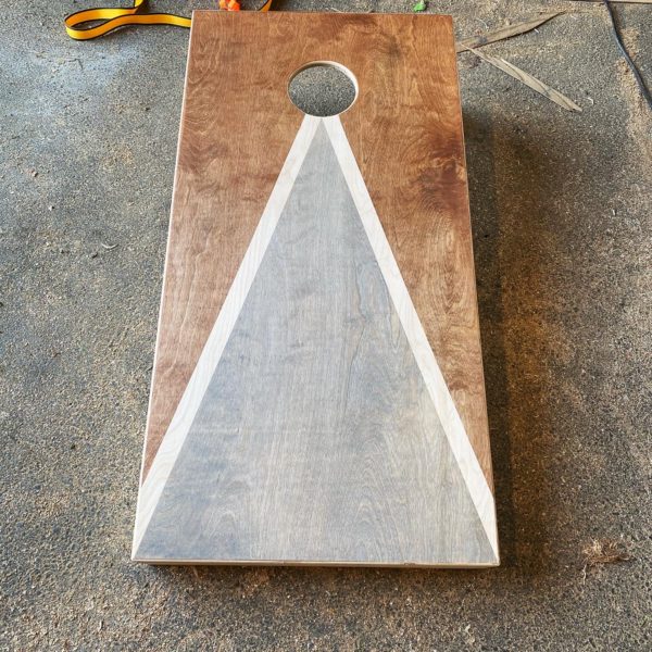 stained 2 custom cornhole board